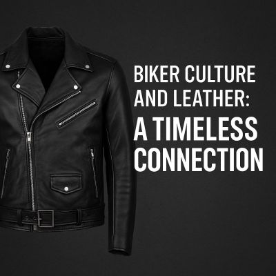 Black leather biker jacket and motorcycle