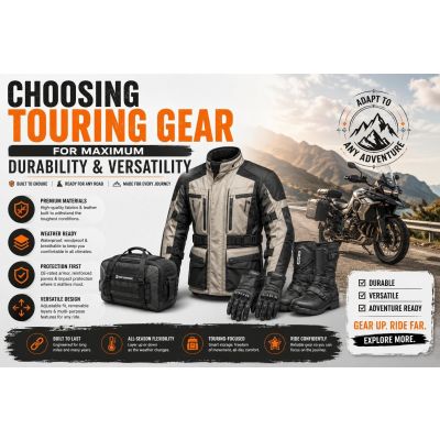 Durable touring gear designed for long-distance riding comfort and crash protection