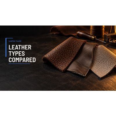 Cowhide, sheepskin and goatskin leather samples side by side