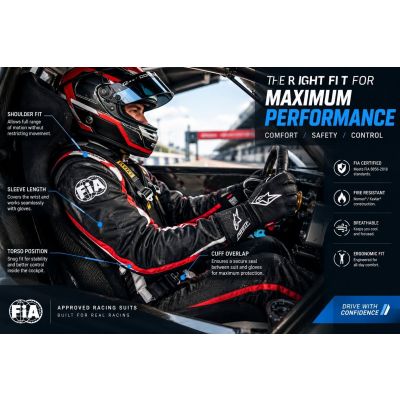 FIA racing suit buying guide for club racers showing fit, certification, and material details