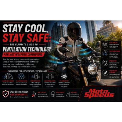 Motorcycle ventilation technology with mesh panels and air channels for hot weather riding safety