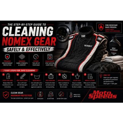 Step-by-step guide to cleaning Nomex racing suits and protective gear safely