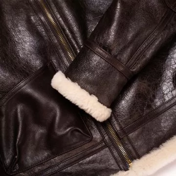 Aviator B-3 Shearling Jacket Brown cuff