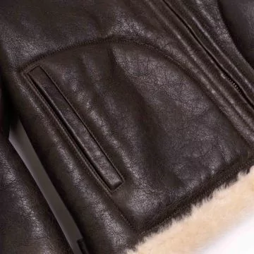 Shearling Jacket Aviator Women Brown