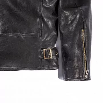 Black Cafe Racer Leather Jacket cuffs