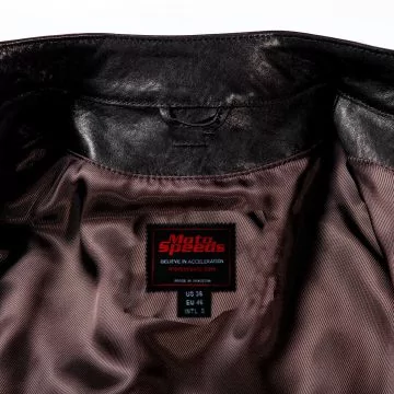 Black Cafe Racer Leather Jacket inner view