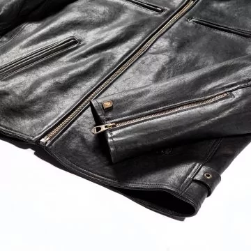 Black Cafe Racer Leather Jacket bottom