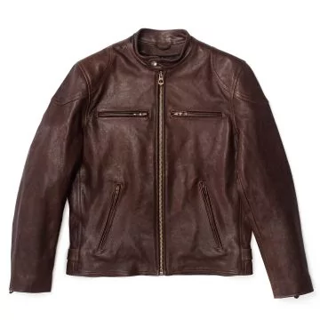 Brown Cafe Racer Leather Jacket