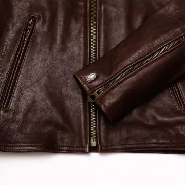Brown Cafe Racer Leather Jacket pocket 