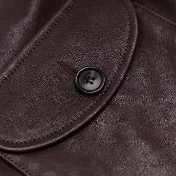 Cossack Leather Jacket Brown flap