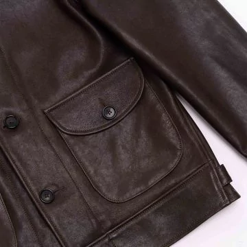 Cossack Leather Jacket Brown pocket