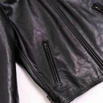 Espresso Sporty Leather Jacket Black