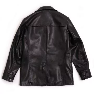 Heritage Black Leather Car Coat