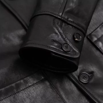 Heritage Black Leather Car Coat
