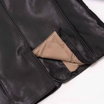Heritage Black Leather Car Coat inner
