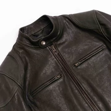 Retro Cafe Racer Leather Jacket collar