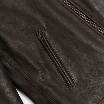 Retro Cafe Racer Leather Jacket side pocket