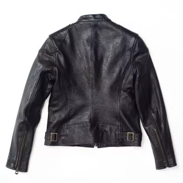Womens Cafe Racer Leather Jacket Black