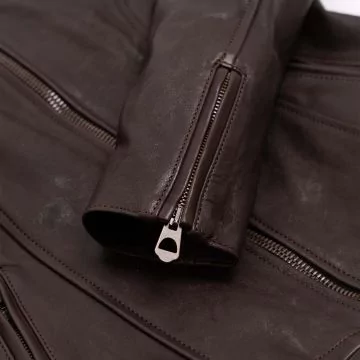 Leather Cafe Racer Jacket Womens Brown