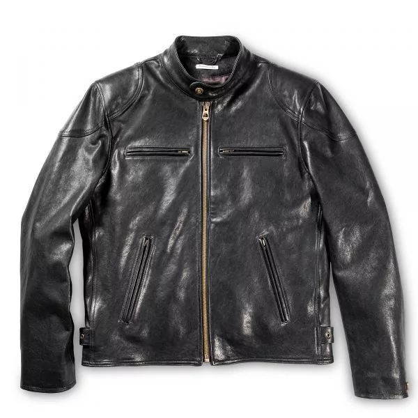 Black Cafe Racer Leather Jacket