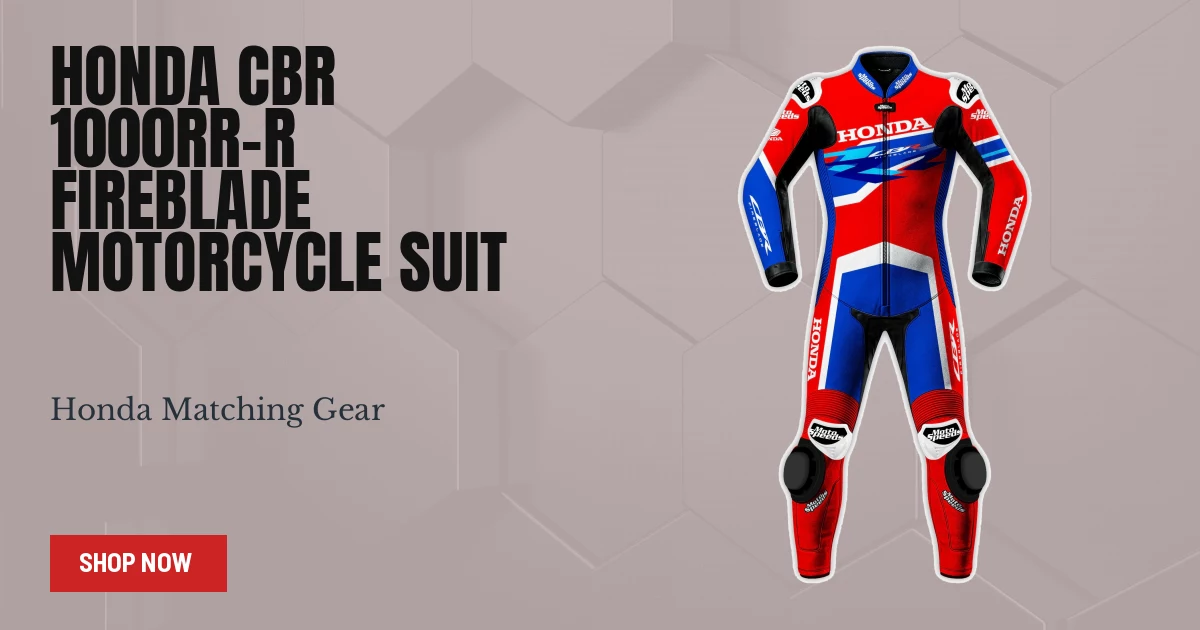 レッドブルー バイカラー ボディスーツ Honda Fireblade Motorcycle Suit in Red Cowhide Leather