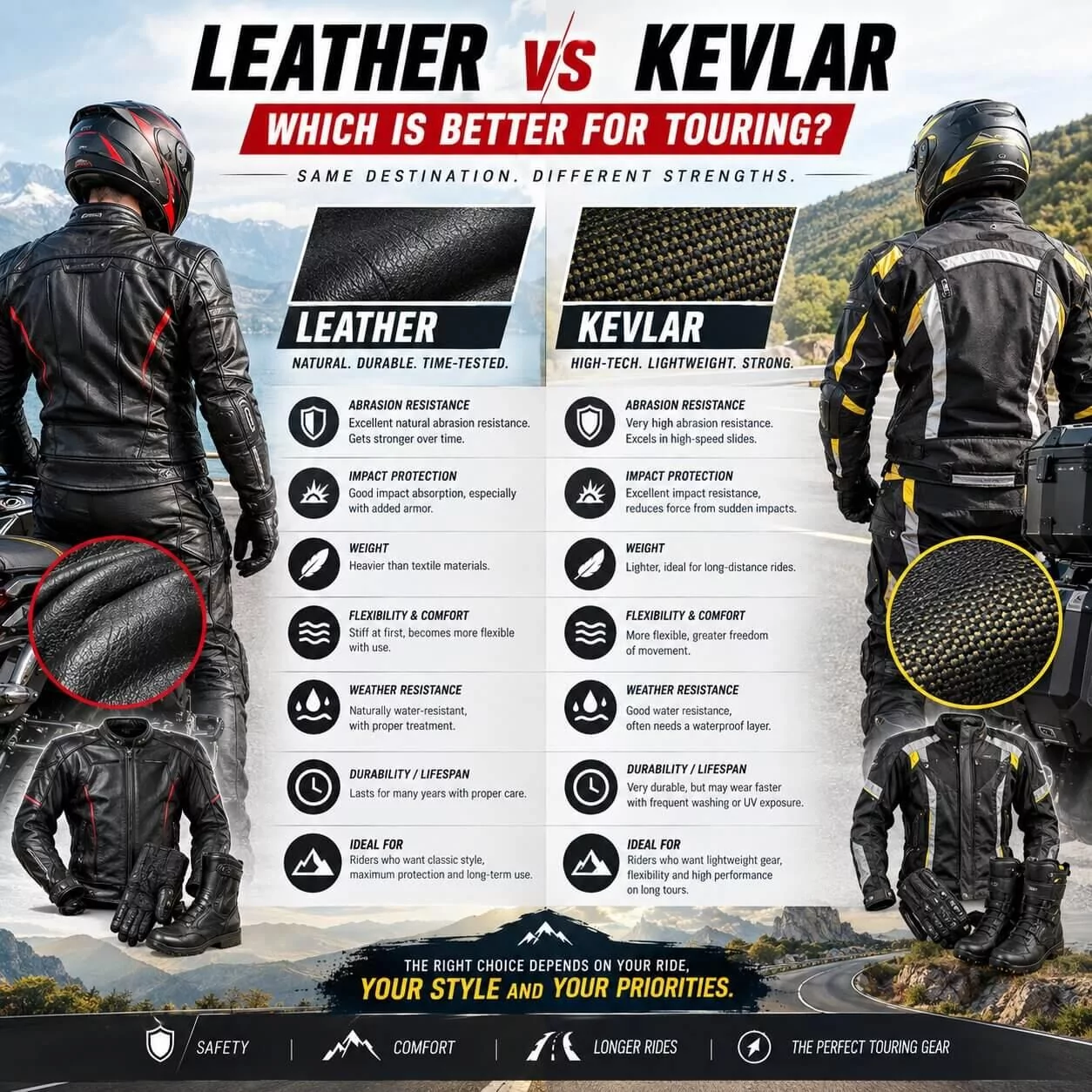 Leather vs Kevlar: Which Is Better for Touring